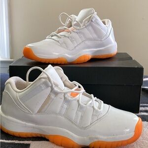 Youth White and Orange Athletic Sneakers